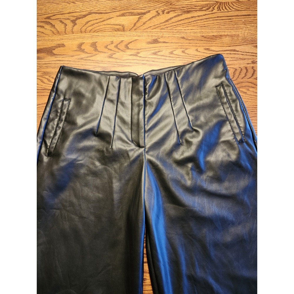 Bagatelle Collection Faux Leather Pants Womens Size XL Black Pleated Pockets - Picture 2 of 9